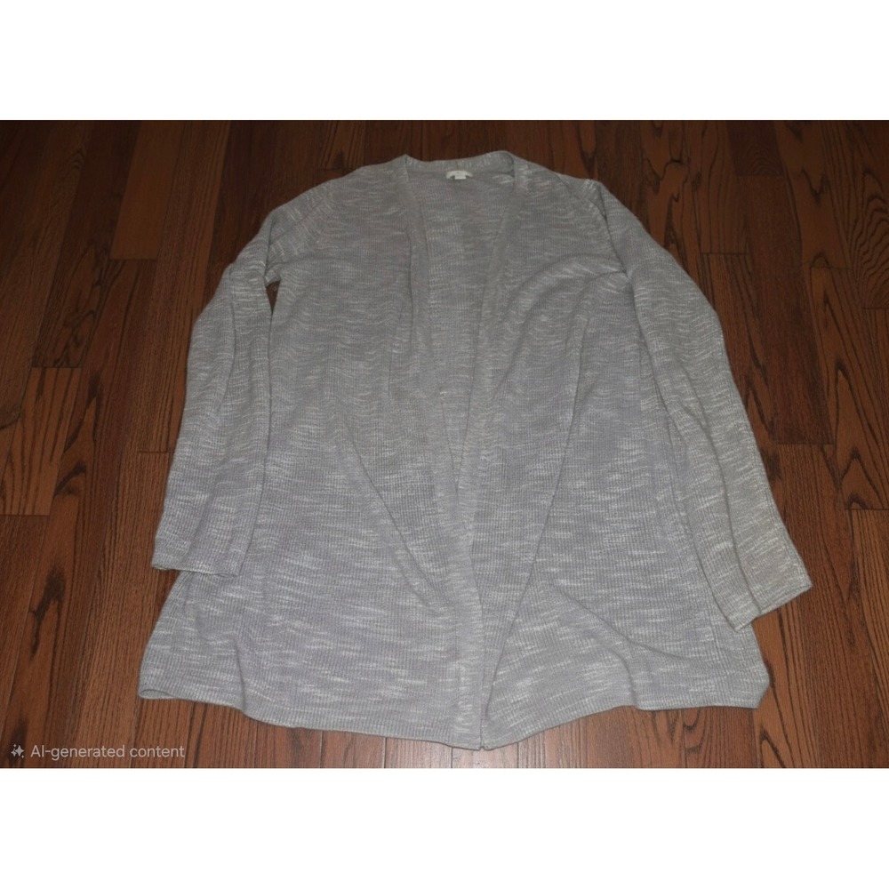 J. Jill Gray Space Dye Open Front Cardigan Sweater Women Small Cotton Linen